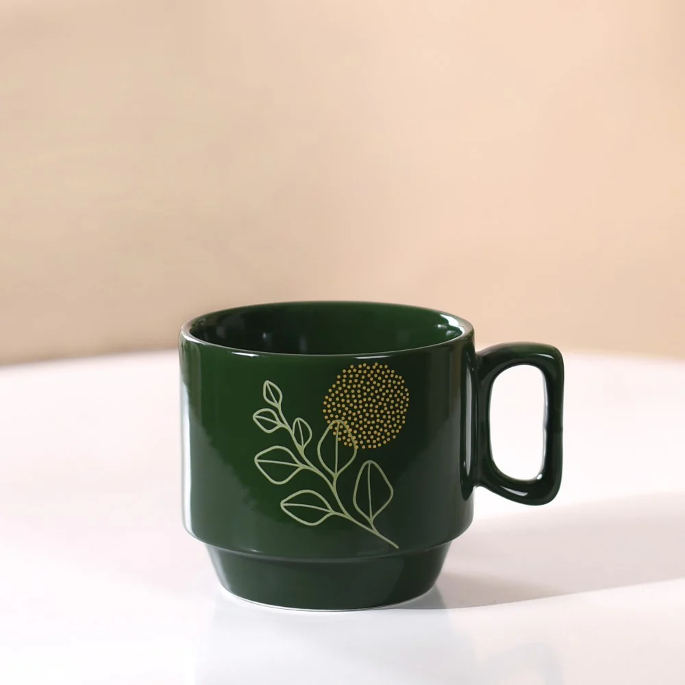 Foliage Stackable Ceramic Coffee Cup Set Of 4 250ml - Image 7