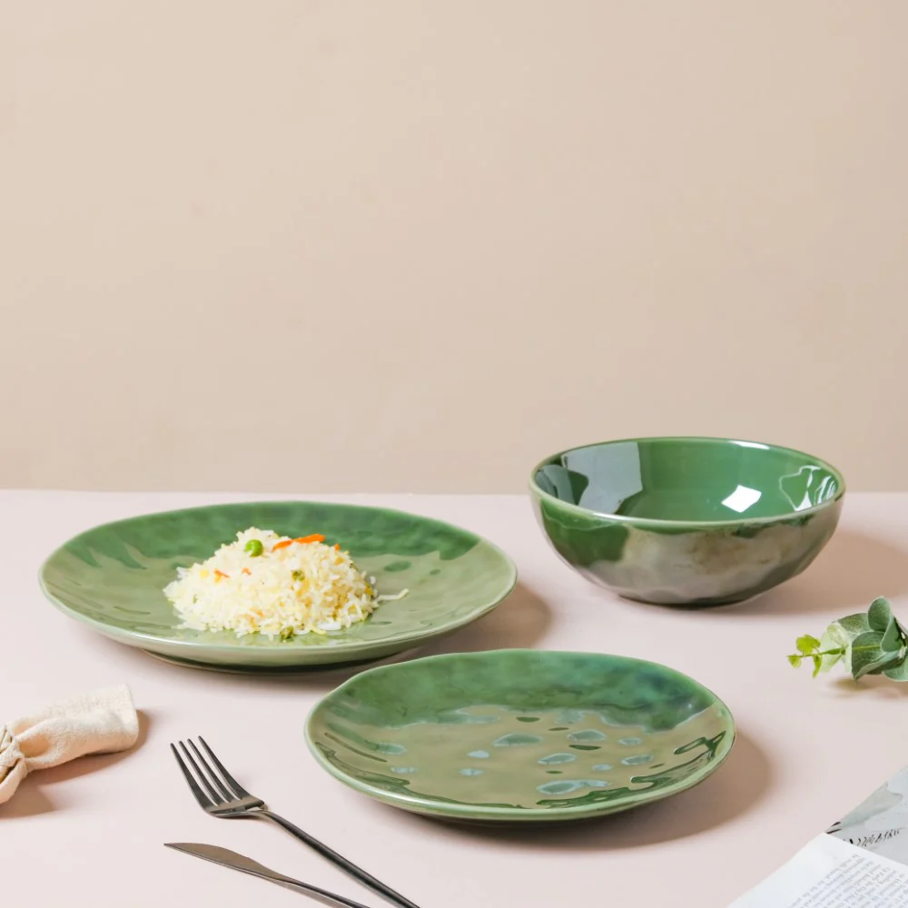 Forest Green Gloss Ceramic Dinner Plate 9.8 Inch - Image 10