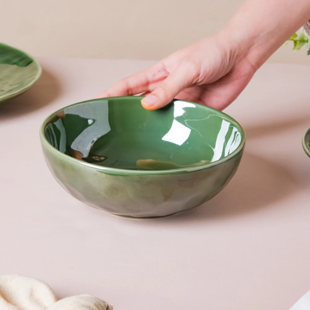 Forest Green Gloss Serving Bowl 6.5 Inch 800 ml - Image 2