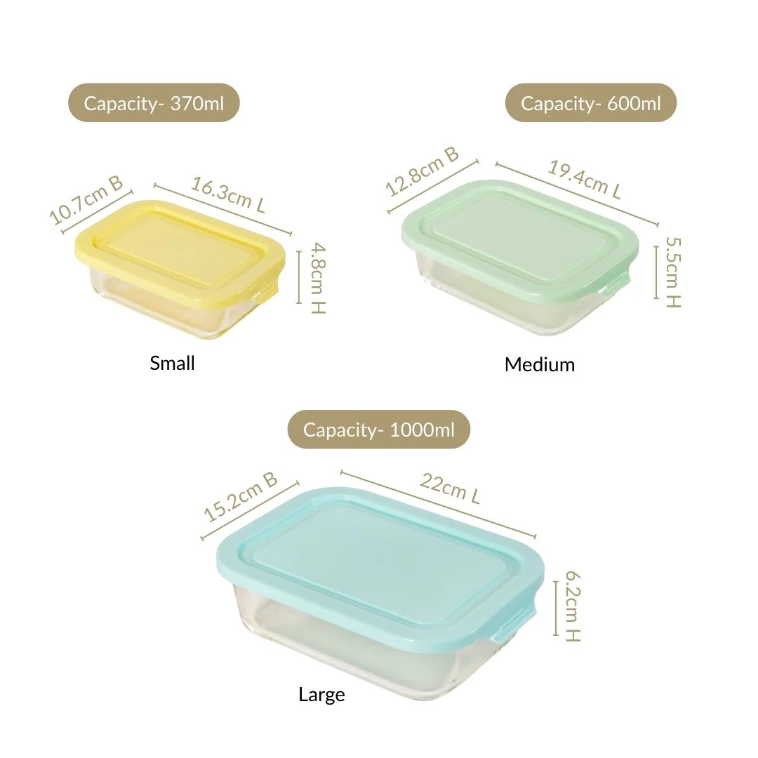 Freshlock Meal Prep Rectangular Storage Box Set Of 3 S 370ml M 600ml L 1000ml - Image 4