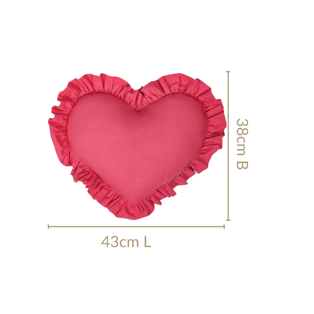 Frilly Heart Cotton Cushion Dark Pink 43x38cm - Image 3