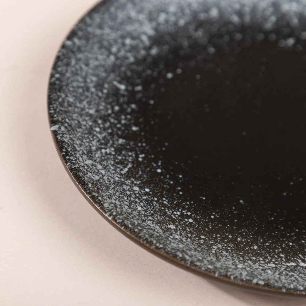 Galaxy Stone Pottery Dessert Plate Black White 6 Inch - Image 7