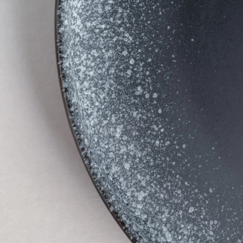 Galaxy Stone Pottery Dinner Plate Black White 10 Inch - Image 6