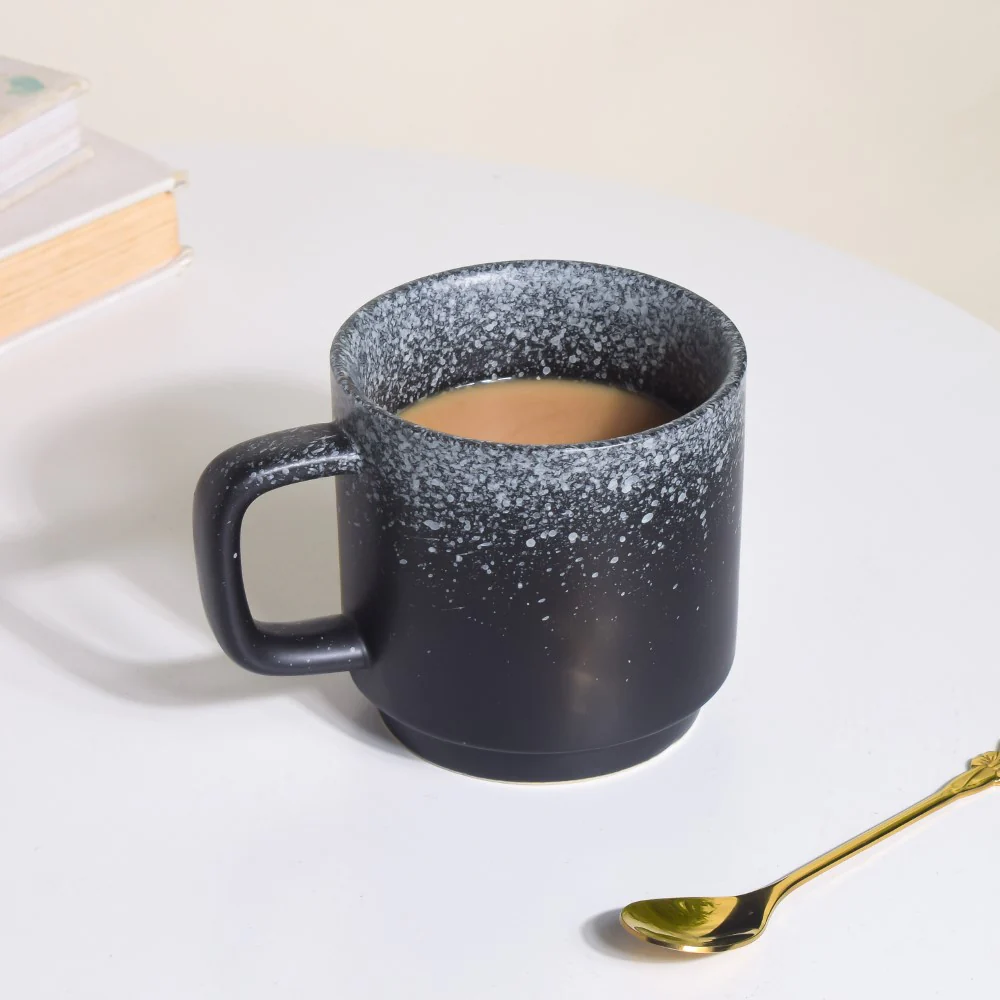 Galaxy Stone Pottery Mug With Lid Black 250 ml - Image 5