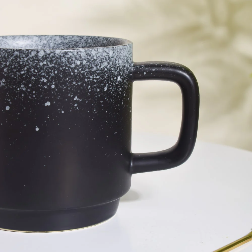 Galaxy Stone Pottery Mug With Lid Black 250 ml - Image 6