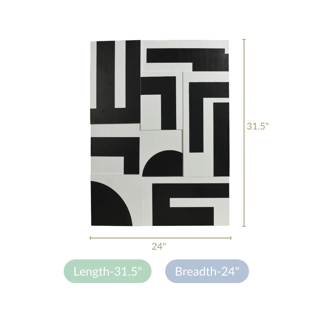 Geometric 3D Abstract Wall Art Black White 31x24 Inch - Image 6