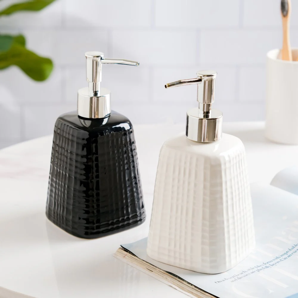 Geometric Ceramic Pump Dispenser Black 7 Inch - Image 10