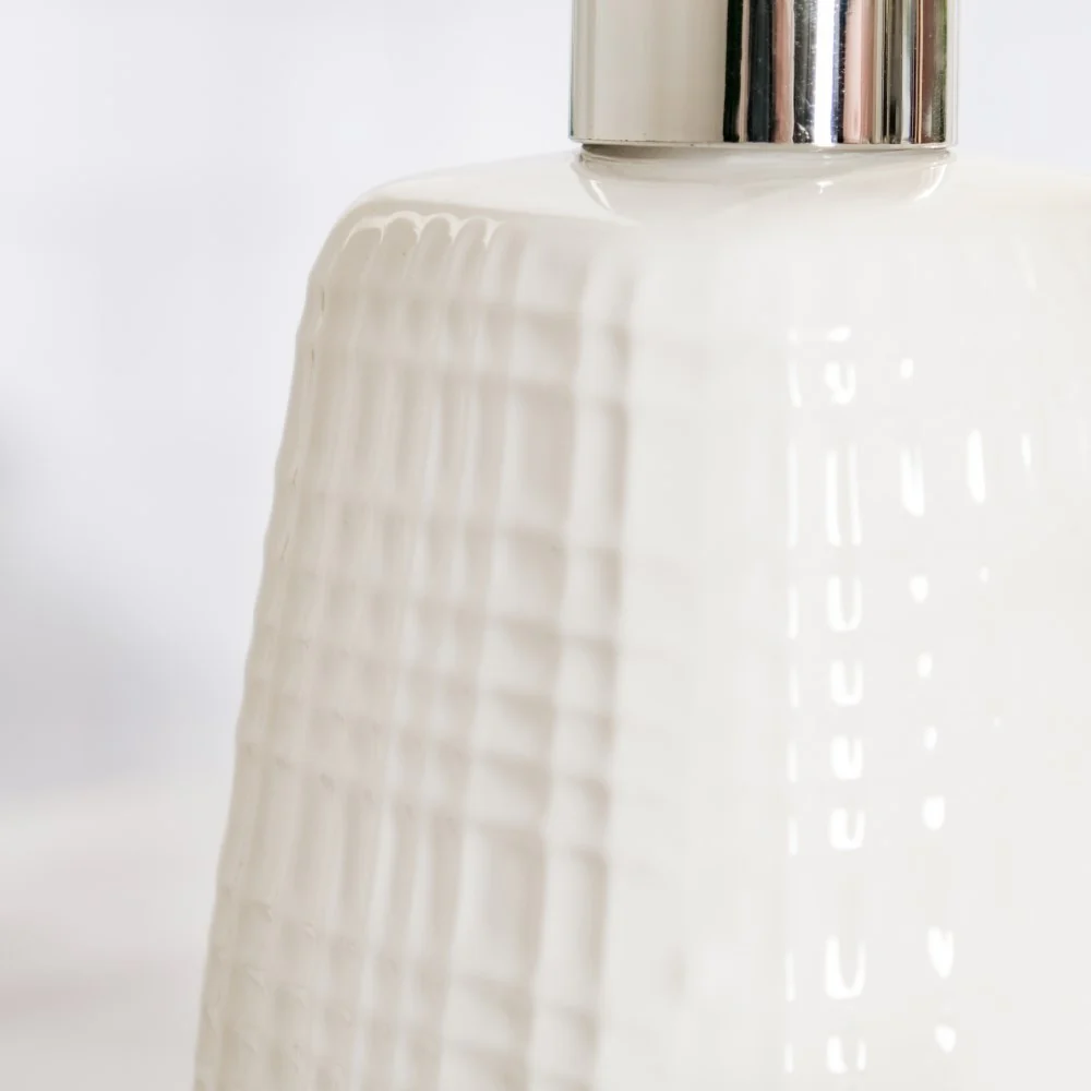 Geometric Ceramic Pump Dispenser White 7 Inch - Image 8