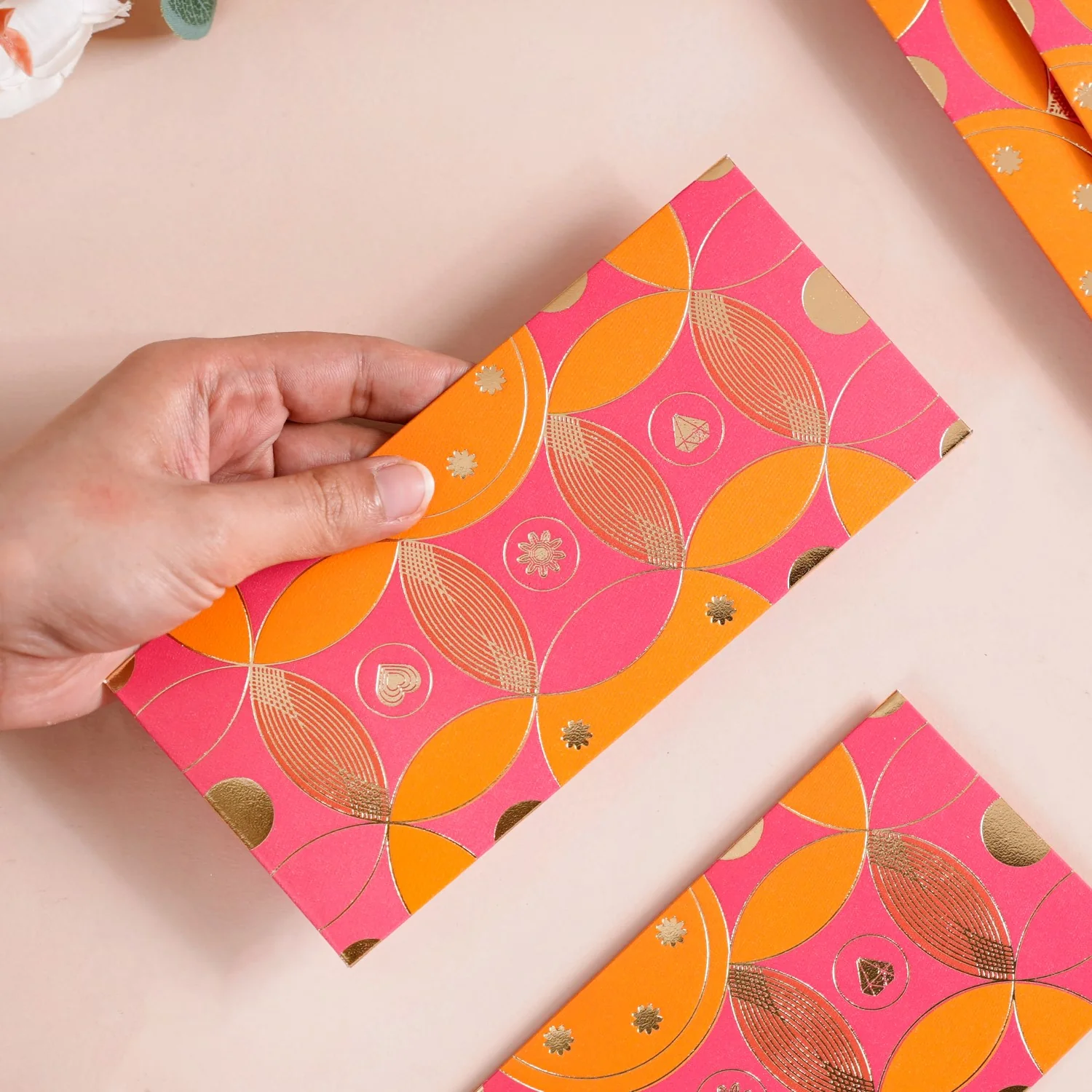 Geometric Luxury Shagun Envelope For Birthdays Set Of 12 Hot Pink - Image 3
