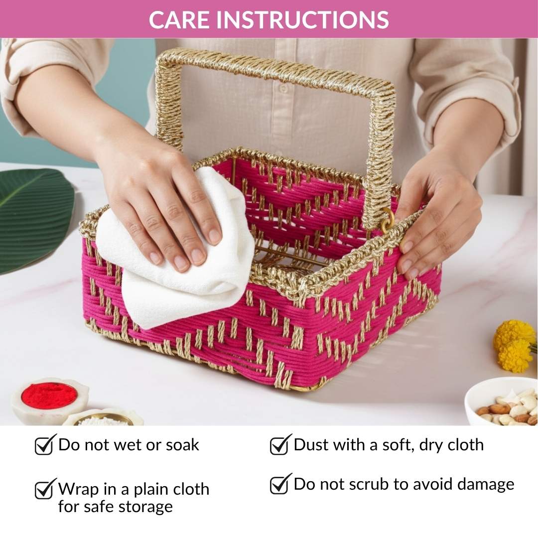 Gift Hamper Basket With Movable Handle Pink - Image 9