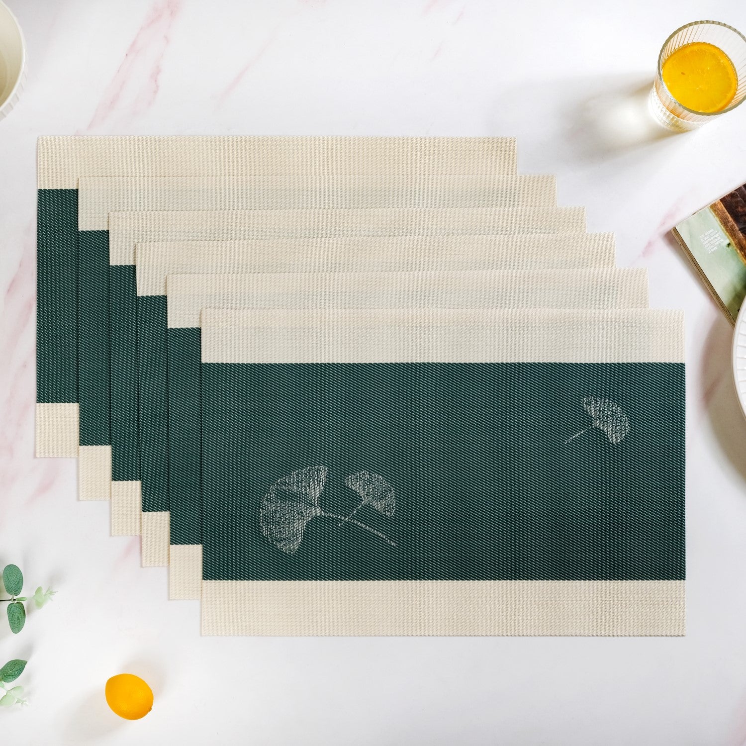 Ginkgo Deep Green Table Mat Set Of 6 - Image 2