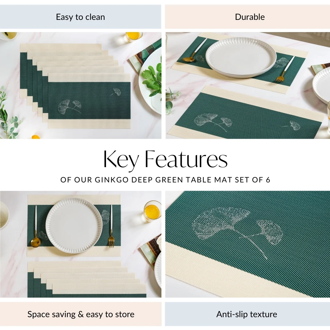 Ginkgo Deep Green Table Mat Set Of 6 - Image 5