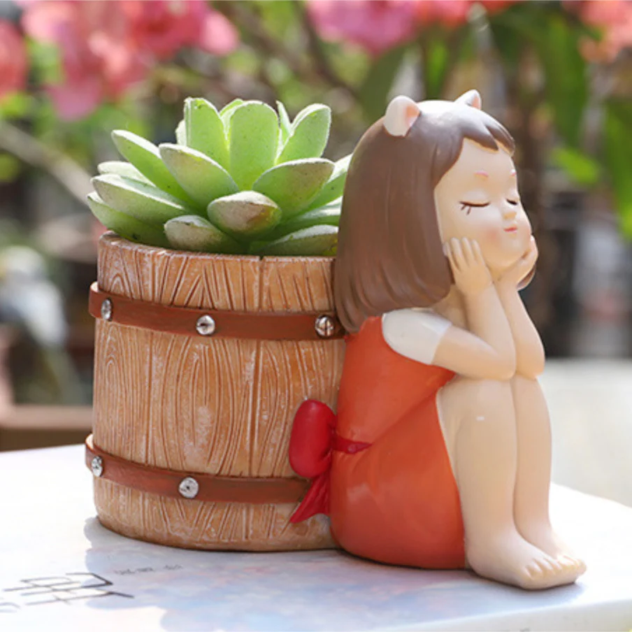 Girl With Basket Planter - Image 19