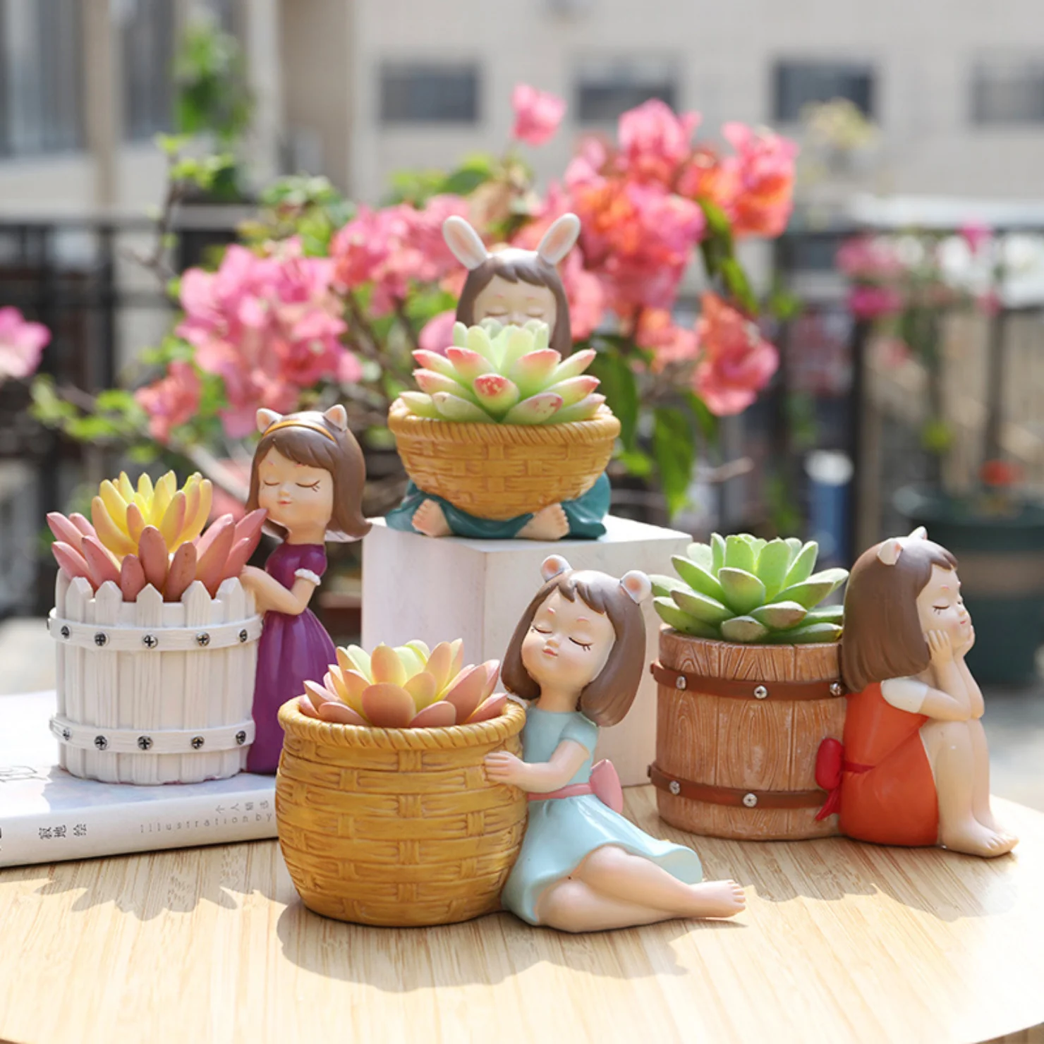 Girl With Basket Planter - Image 2
