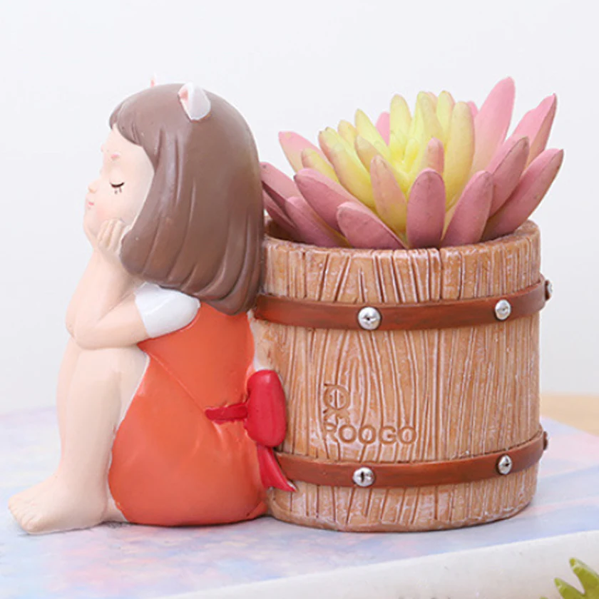 Girl With Basket Planter - Image 21