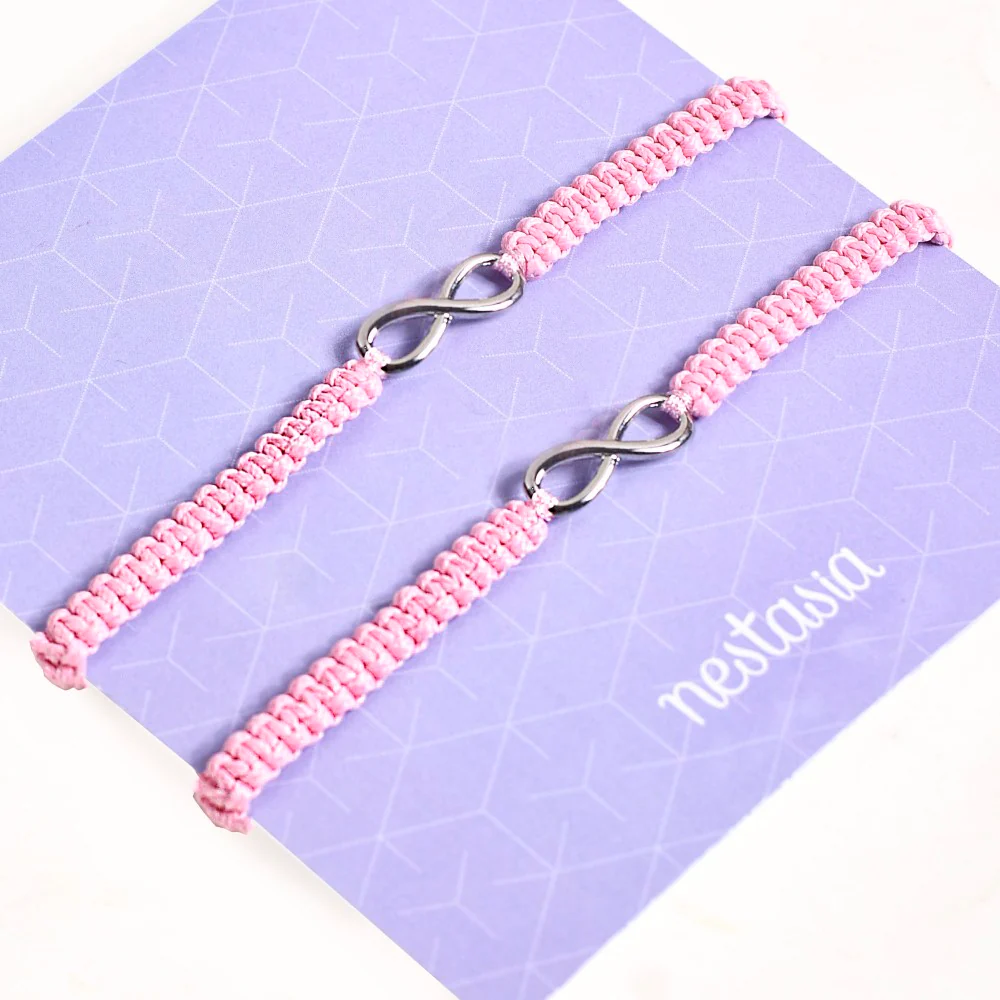 Girly Pink Infinity Bracelet Set Of 2 - Image 4
