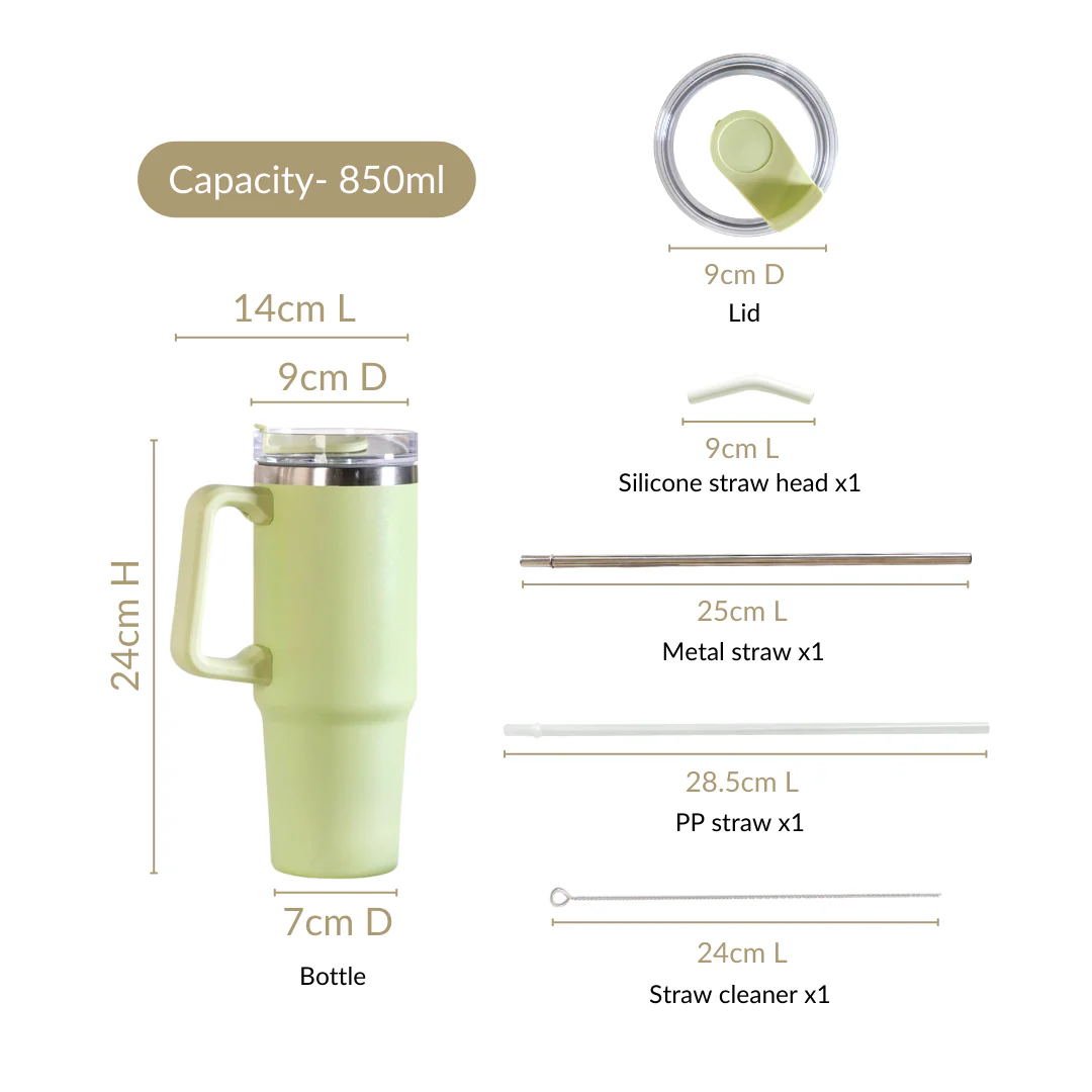 Glacio Insulated Water Bottle Tumbler With Handle Seafoam Green 850ml - Image 5