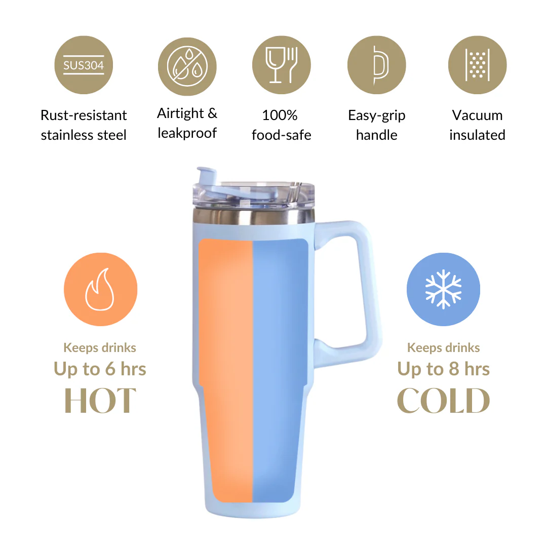Glacio Leakproof Insulated Water Tumbler With Handle Arctic Blue 850ml - Image 6