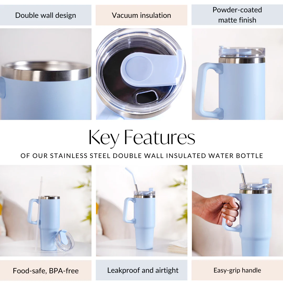 Glacio Leakproof Insulated Water Tumbler With Handle Arctic Blue 850ml - Image 7