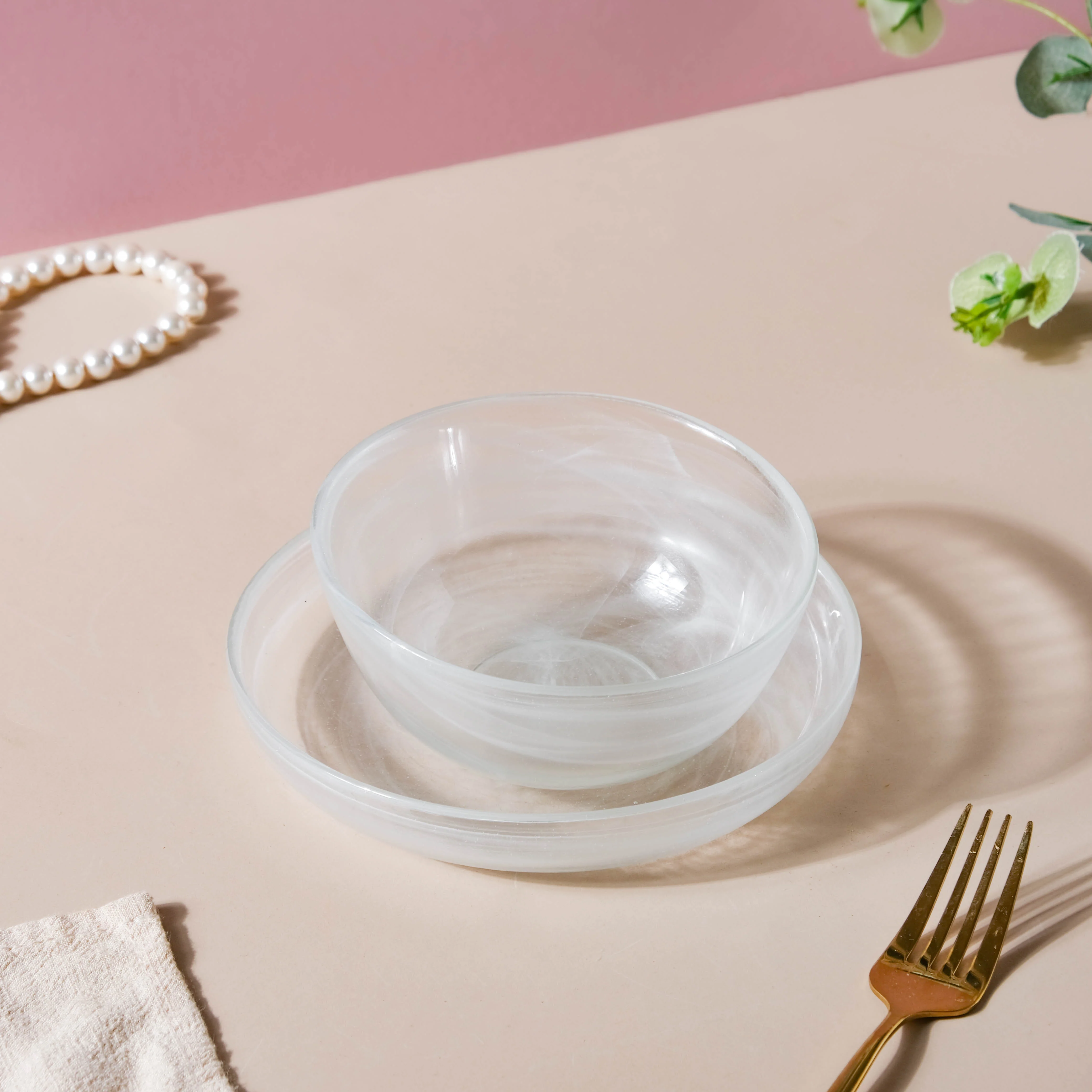 Glass Bowl and Plate Set of 2 - Image 2