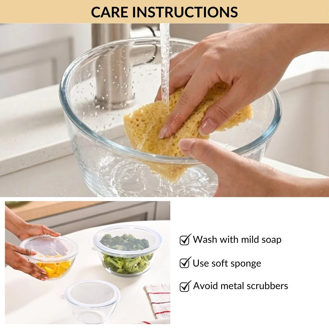 Glass Bowl With Lid Set of 3 Microwave Oven Safe - Image 7