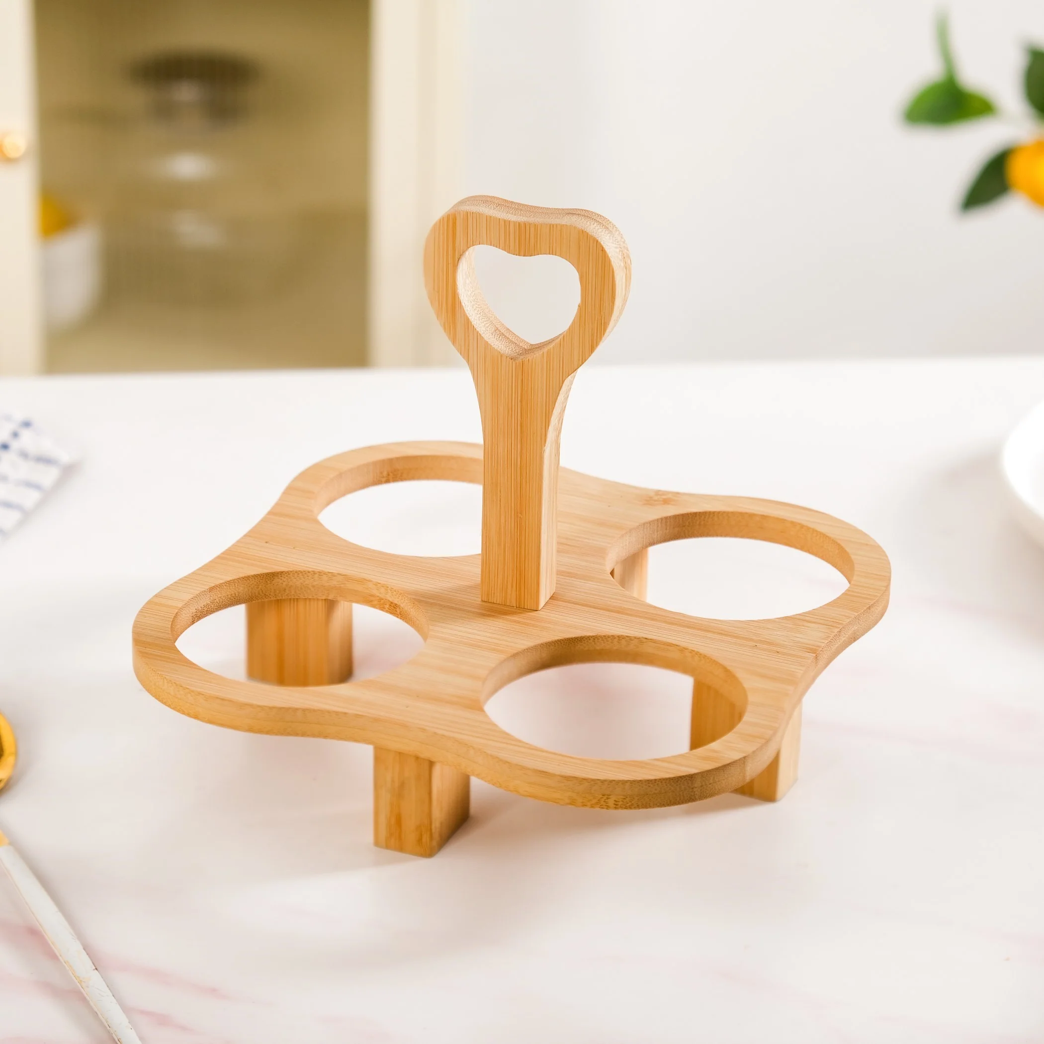 Glass Bowls Set Of 4 With Bamboo Stand - Image 6