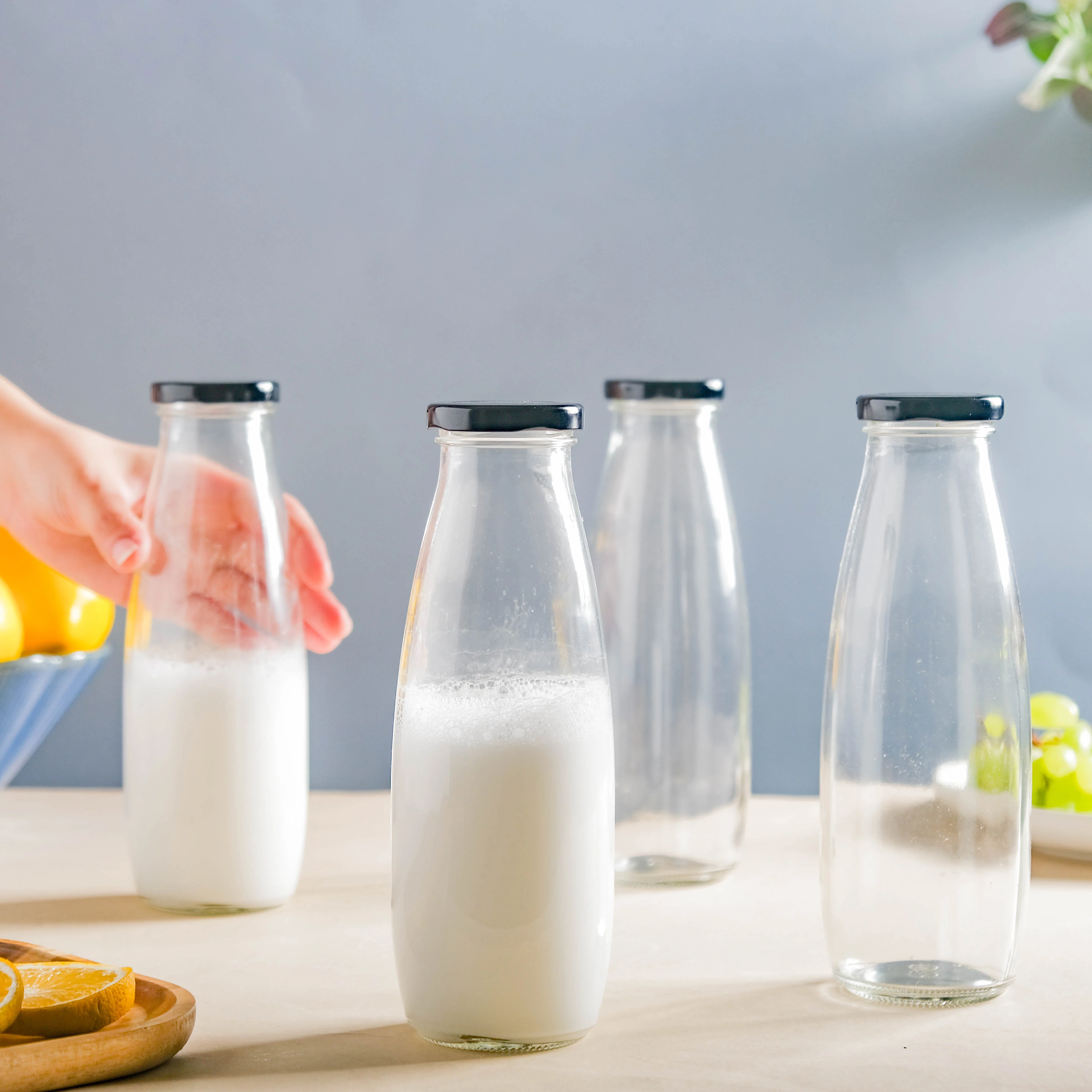 Glass Juice Bottle Set of 4