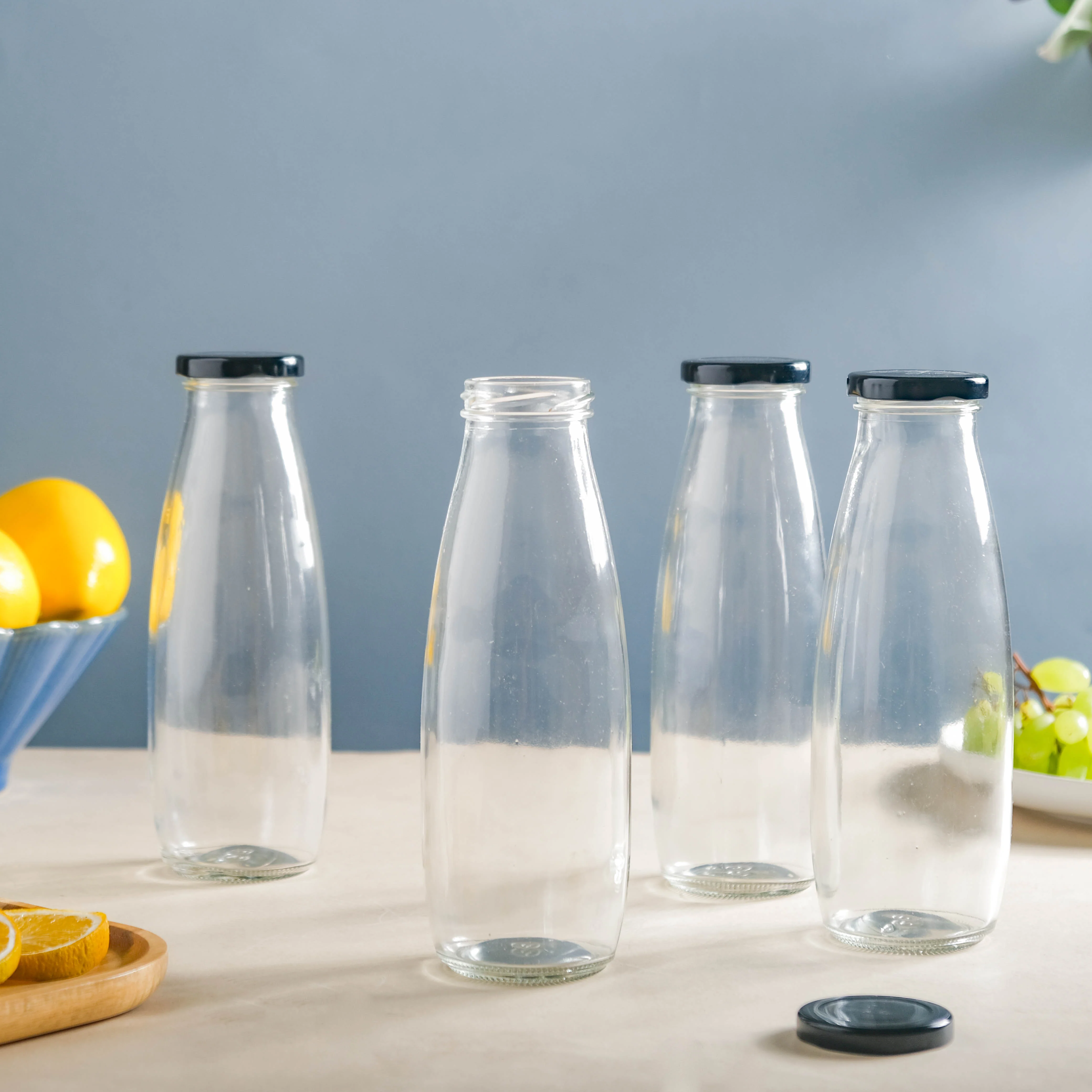 Glass Juice Bottle Set of 4 - Image 3