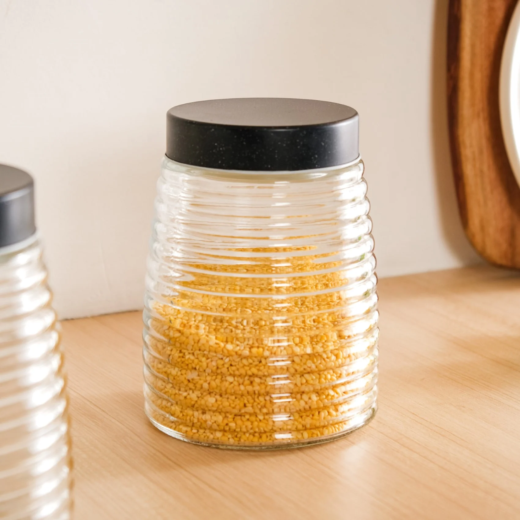 Glass Kitchen Jars With Lid Set Of 4 Rings Design 1400ml - Image 10