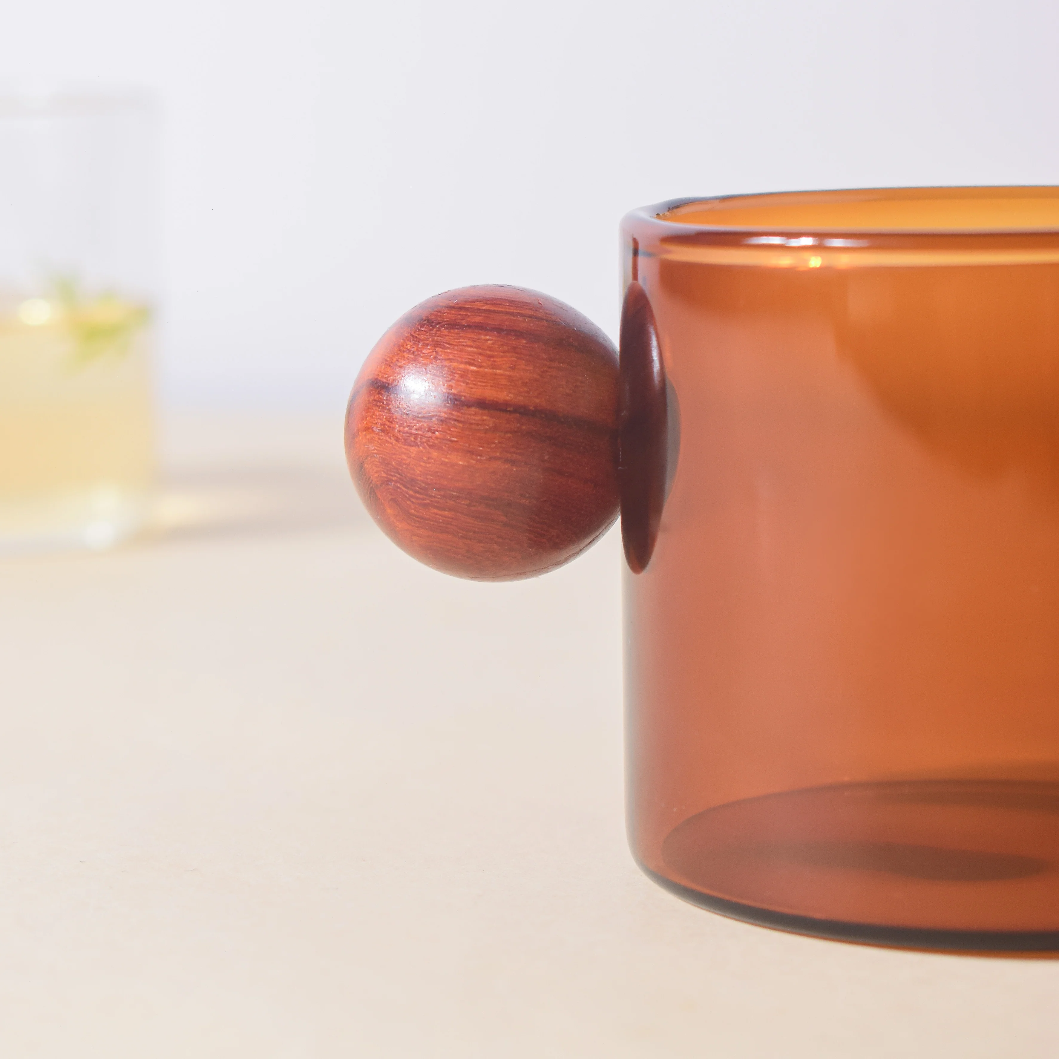 Glass Mug Amber With Knob Handle Small - Image 7