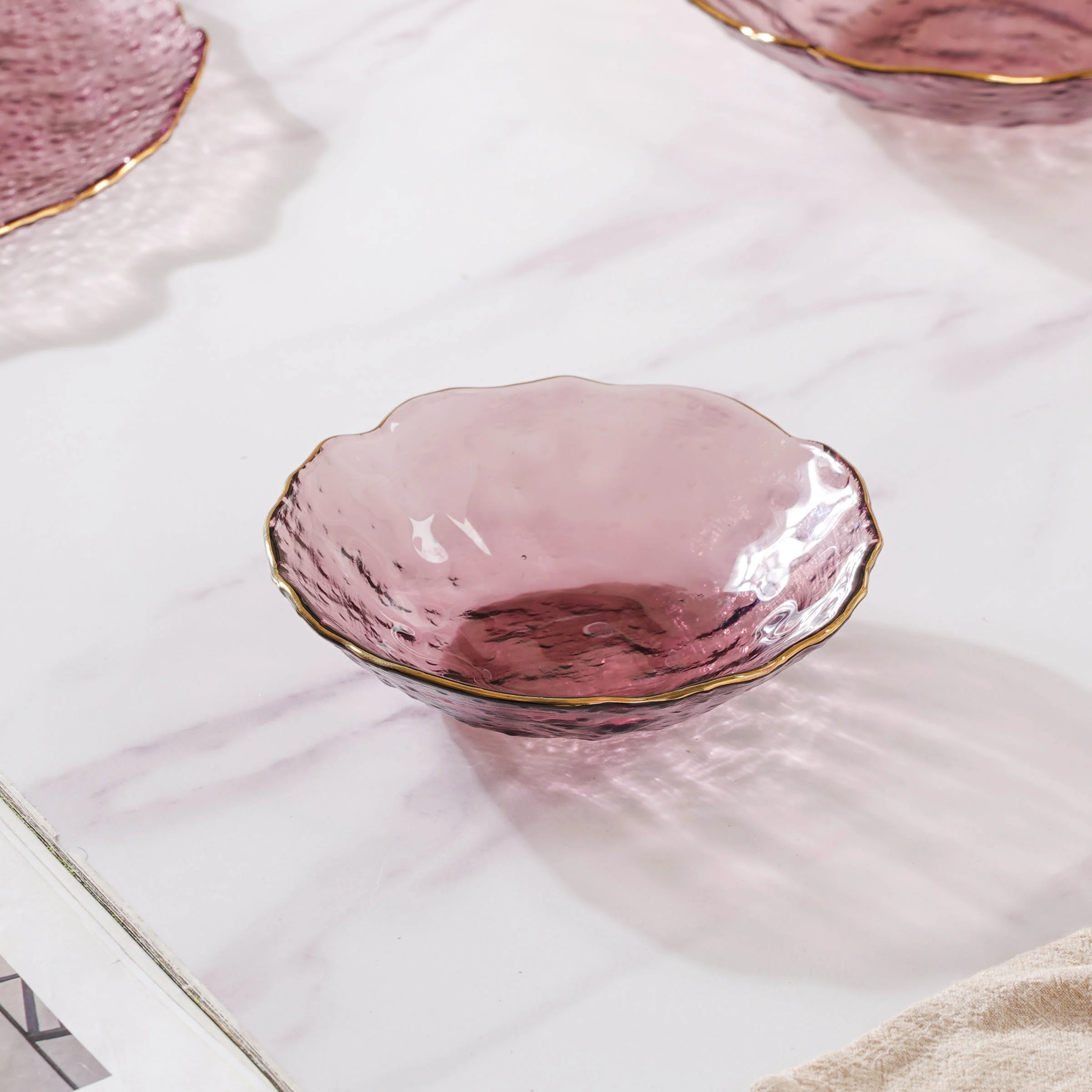 Glass Rose Dish Set of 3 - Image 8