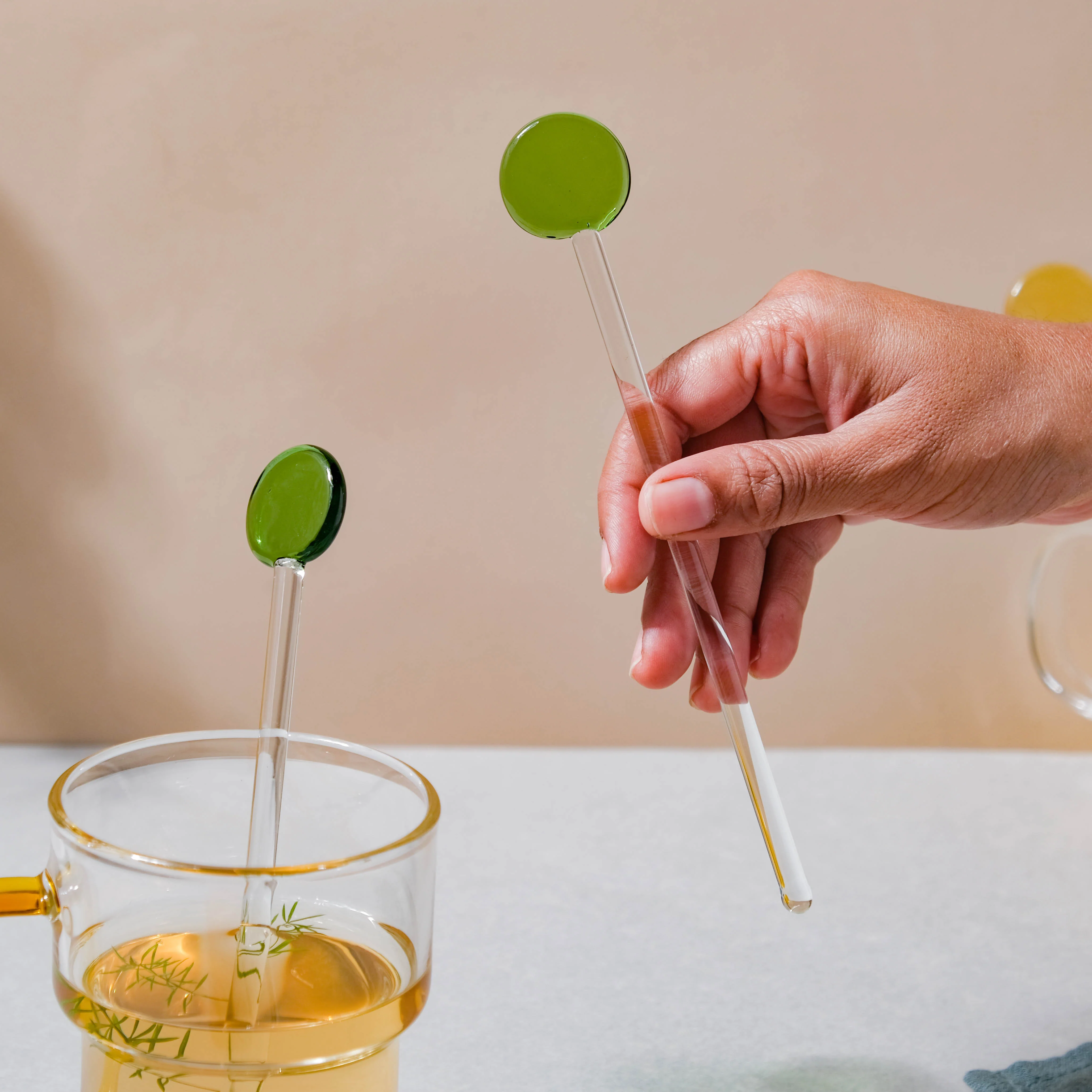 Glass Stirrer Set of 2 Green - Image 2