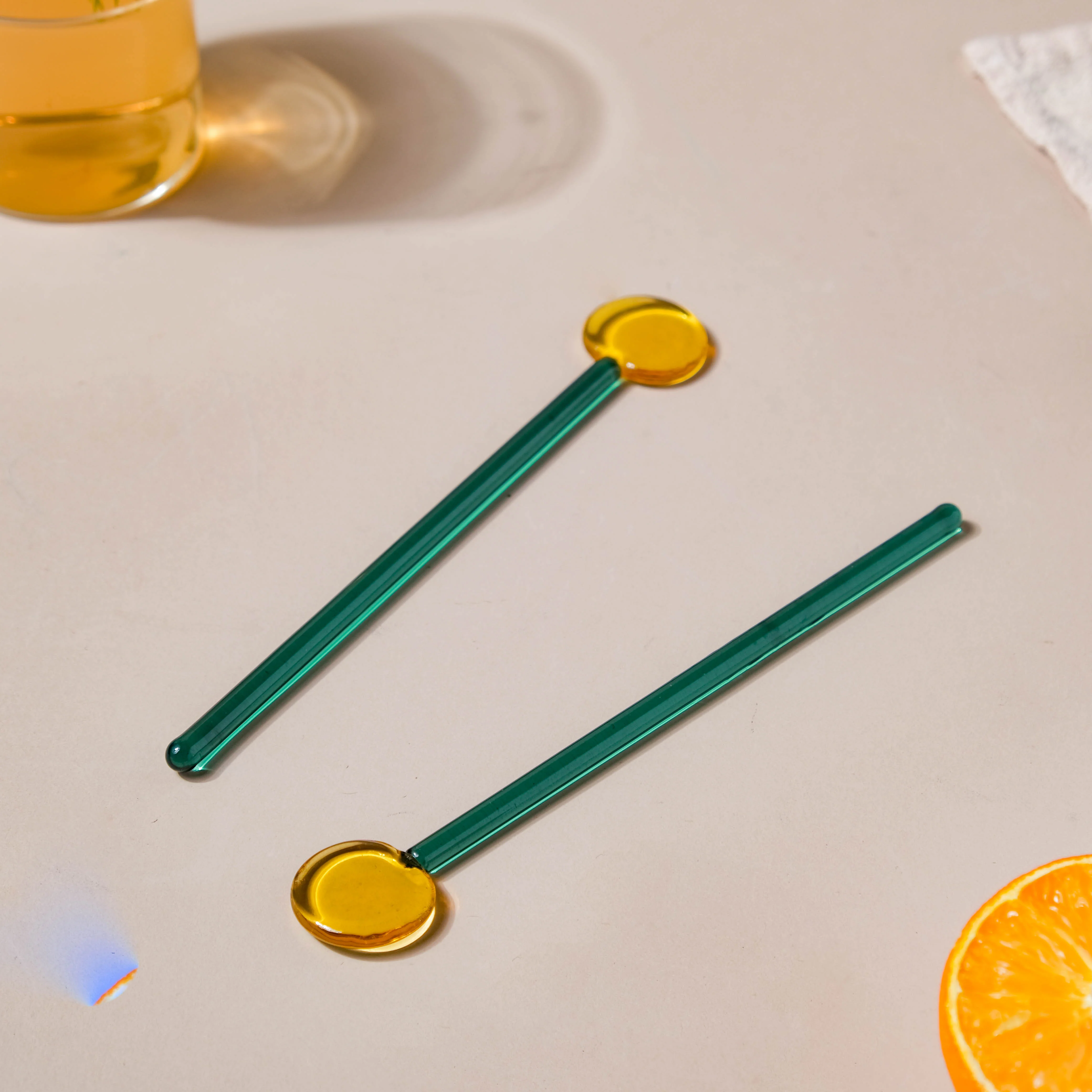 Glass Stirrer Set of 2 Yellow - Image 3