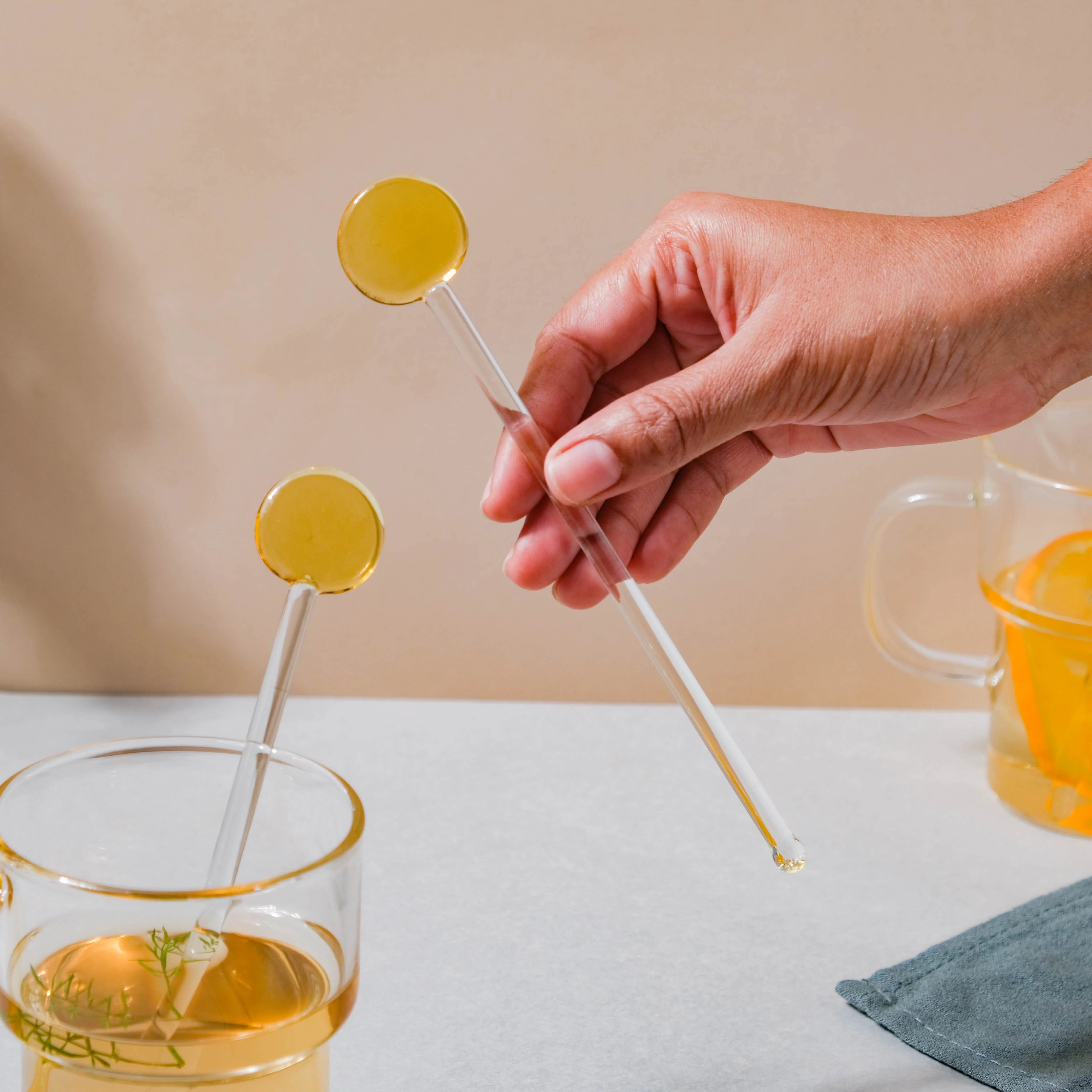Glass Stirring Spoon Set of 2 Yellow - Image 3