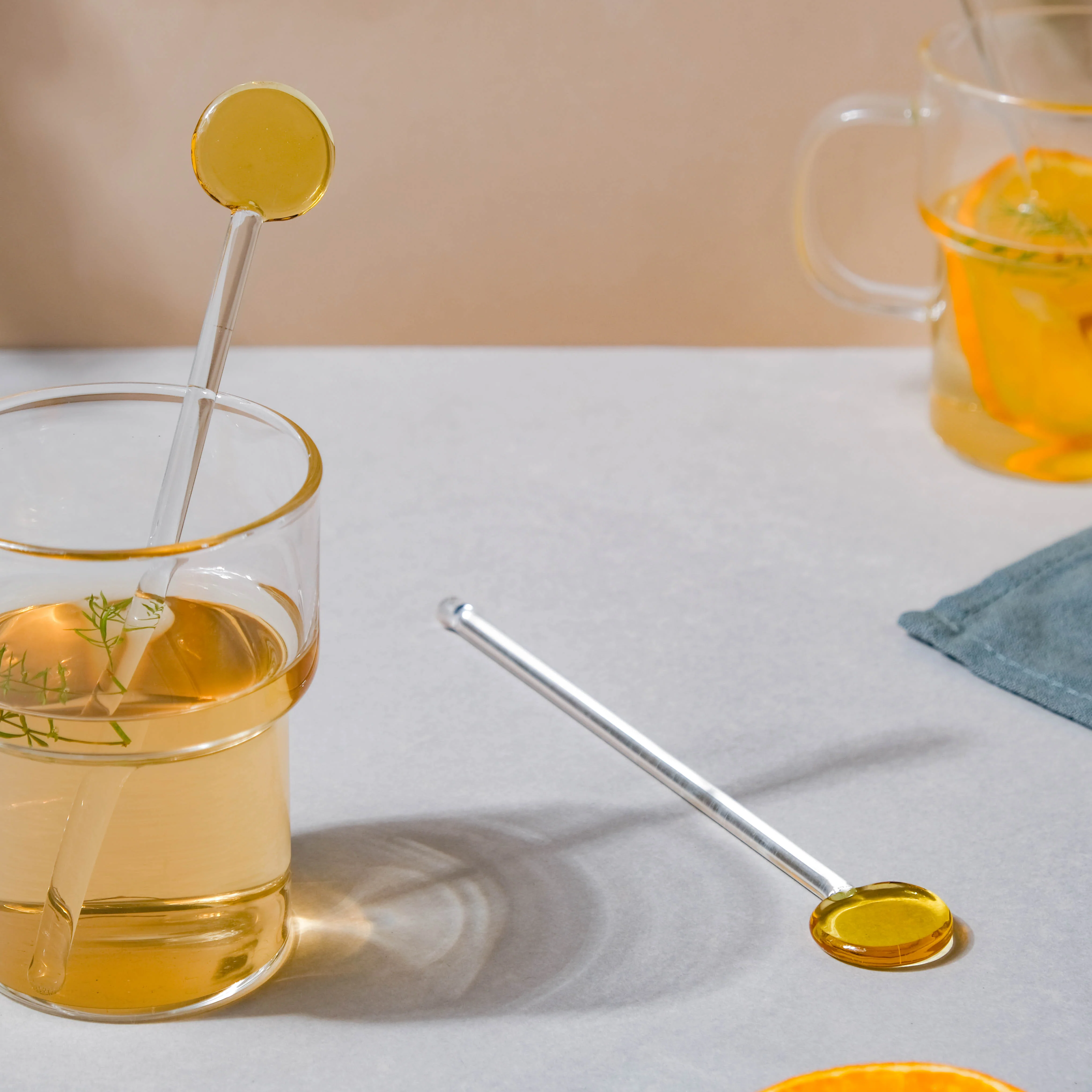Glass Stirring Spoon Set of 2 Yellow - Image 4