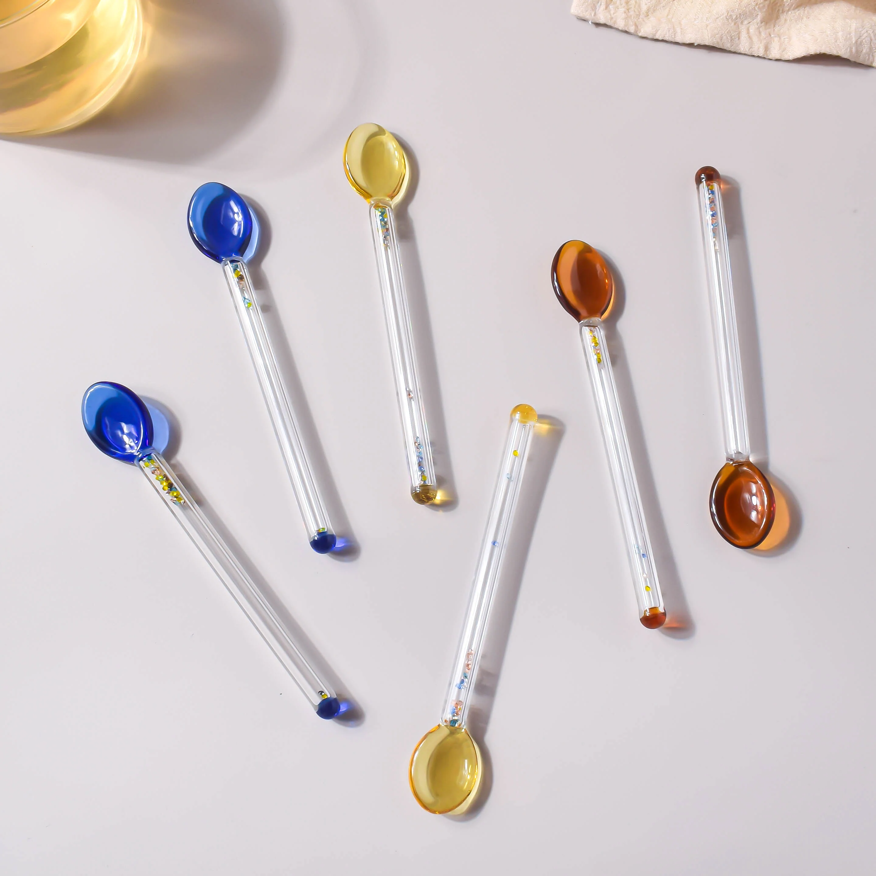 Glass Tea Spoon Set of 2 Brown - Image 6