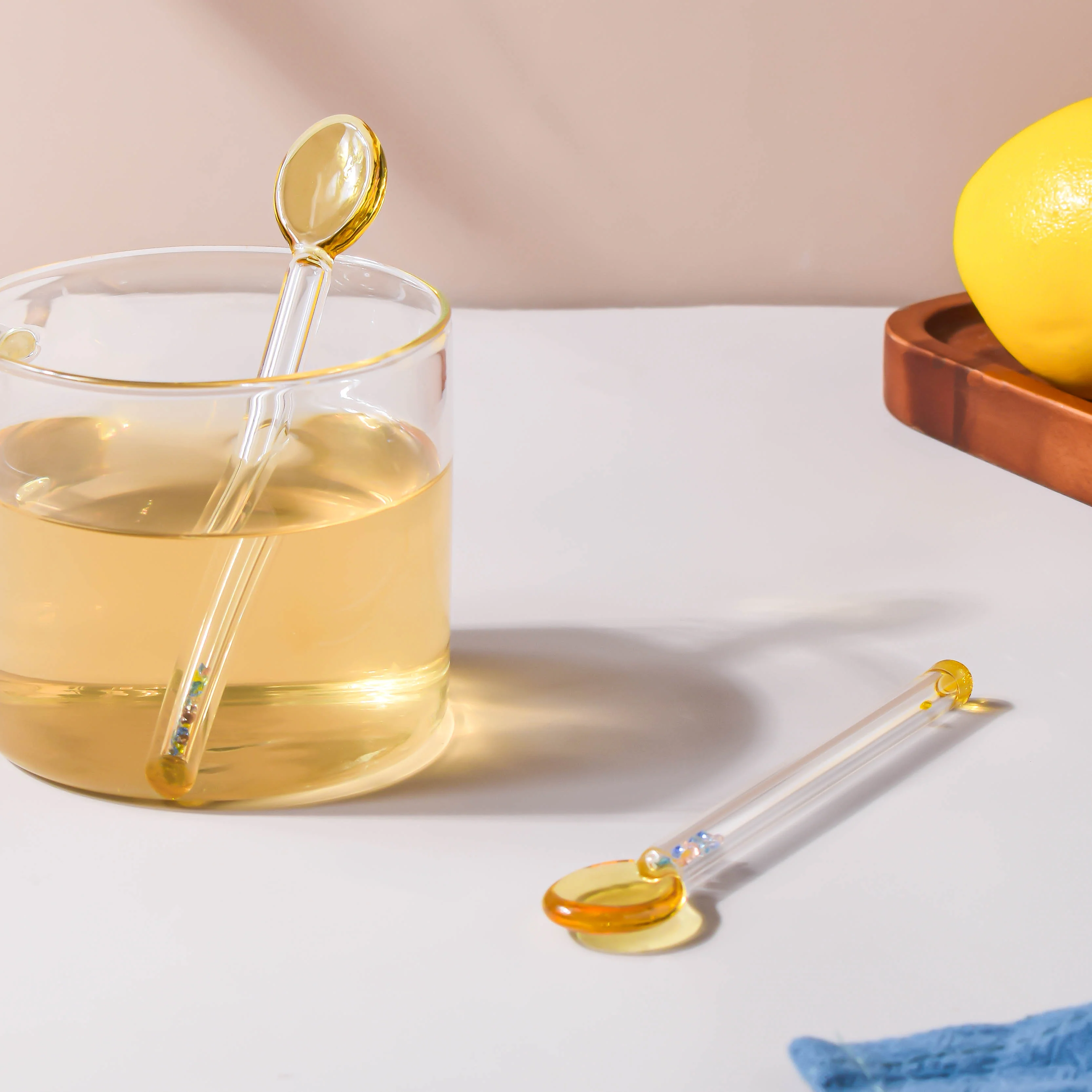 Glass Tea Spoon Set of 2 Yellow - Image 3