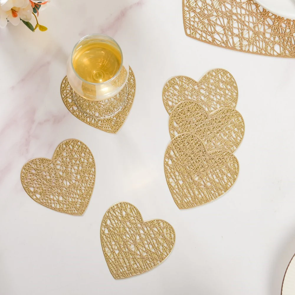 Glimmering Heart Coaster Gold Set of 6 - Image 4