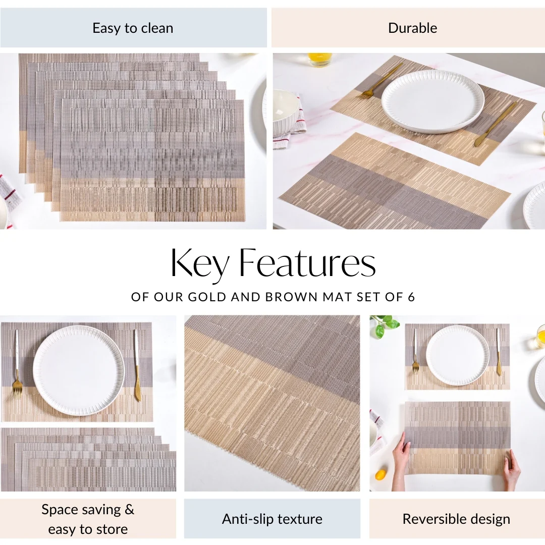 Gold And Brown Mat Set Of 6 - Image 5