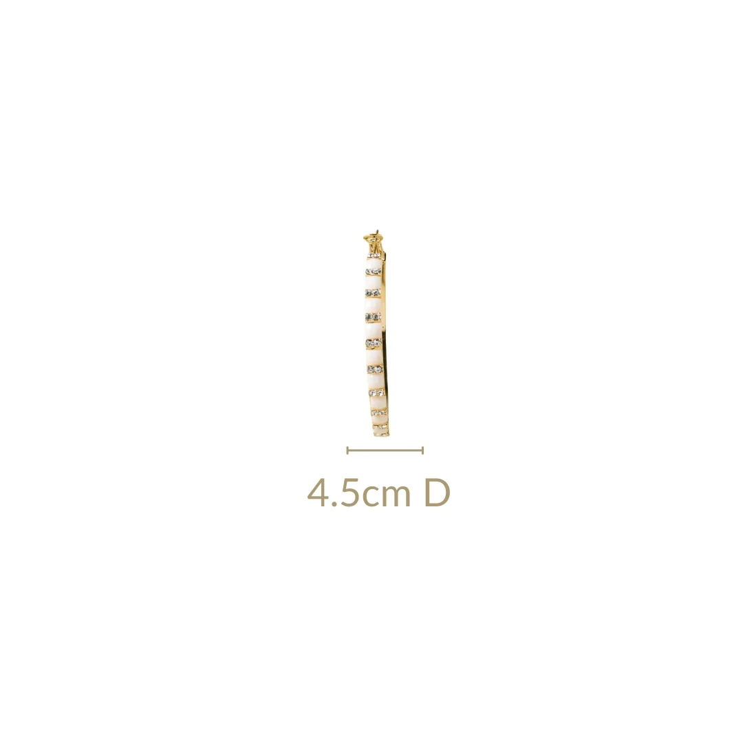 Gold And White Lattice Hoop Earrings - Image 4