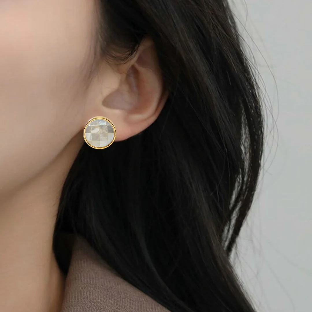 Gold And White Round Studs - Image 5