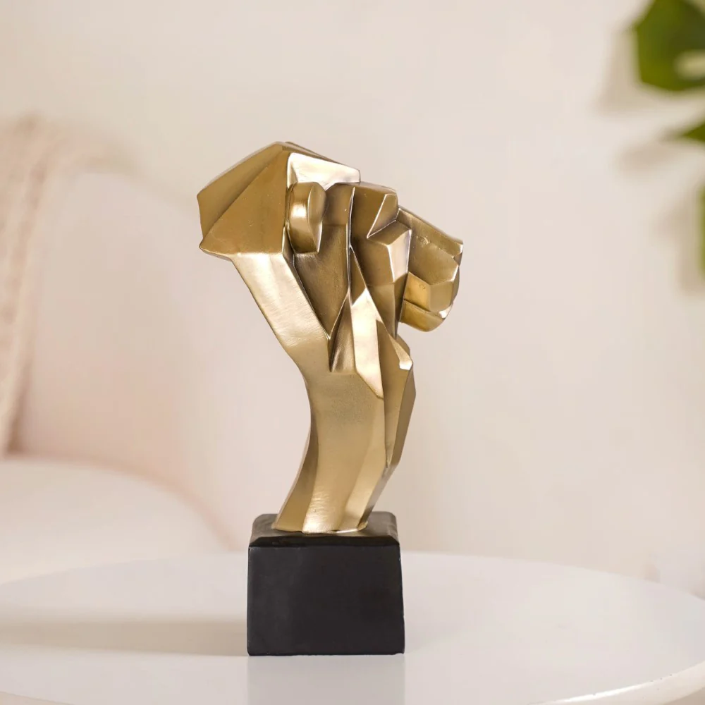 Gold Lion Head Bust Statue - Image 8