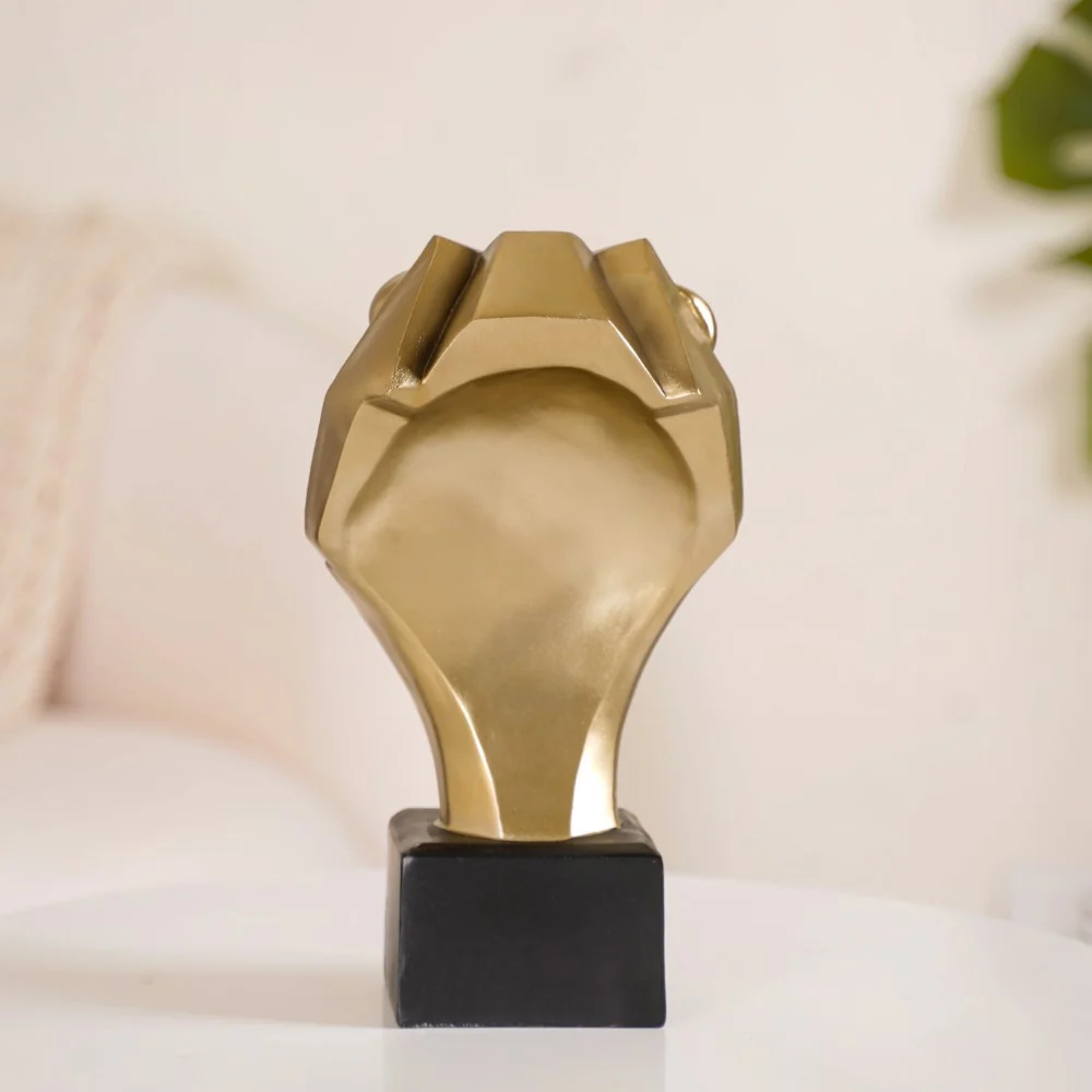Gold Lion Head Bust Statue - Image 9