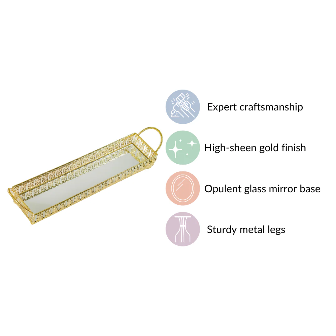 Gold Long Tray With Handles - Image 7