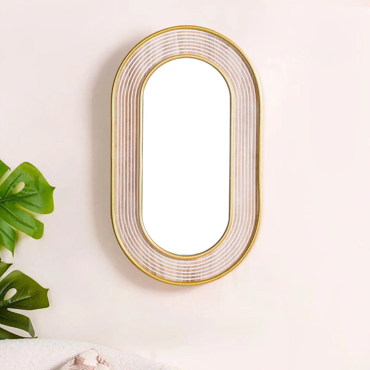 Gold Metal Framed Modern Wall Mirror 24x13 Inch - Image 4