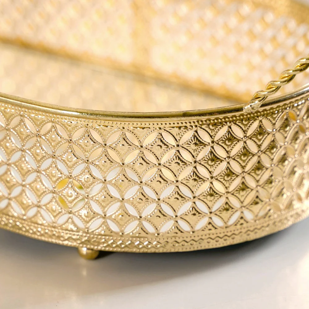 Gold Metal Oval Tray Large - Image 3