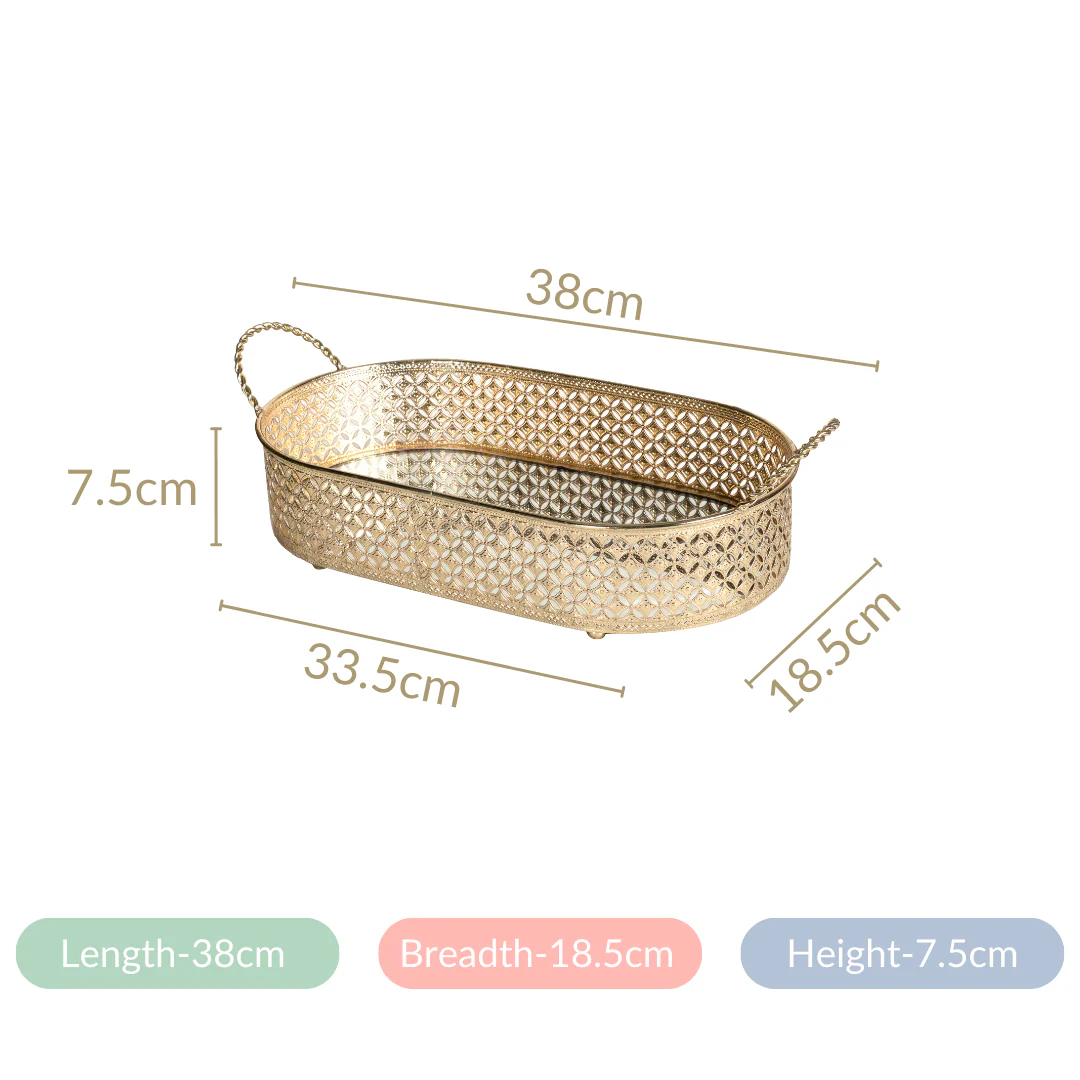 Gold Metal Oval Tray Large - Image 7