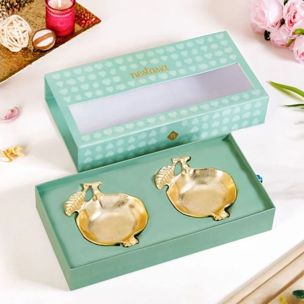 Gold Pomegranate Dry Fruits Bowl Set Of 2 - Image 2
