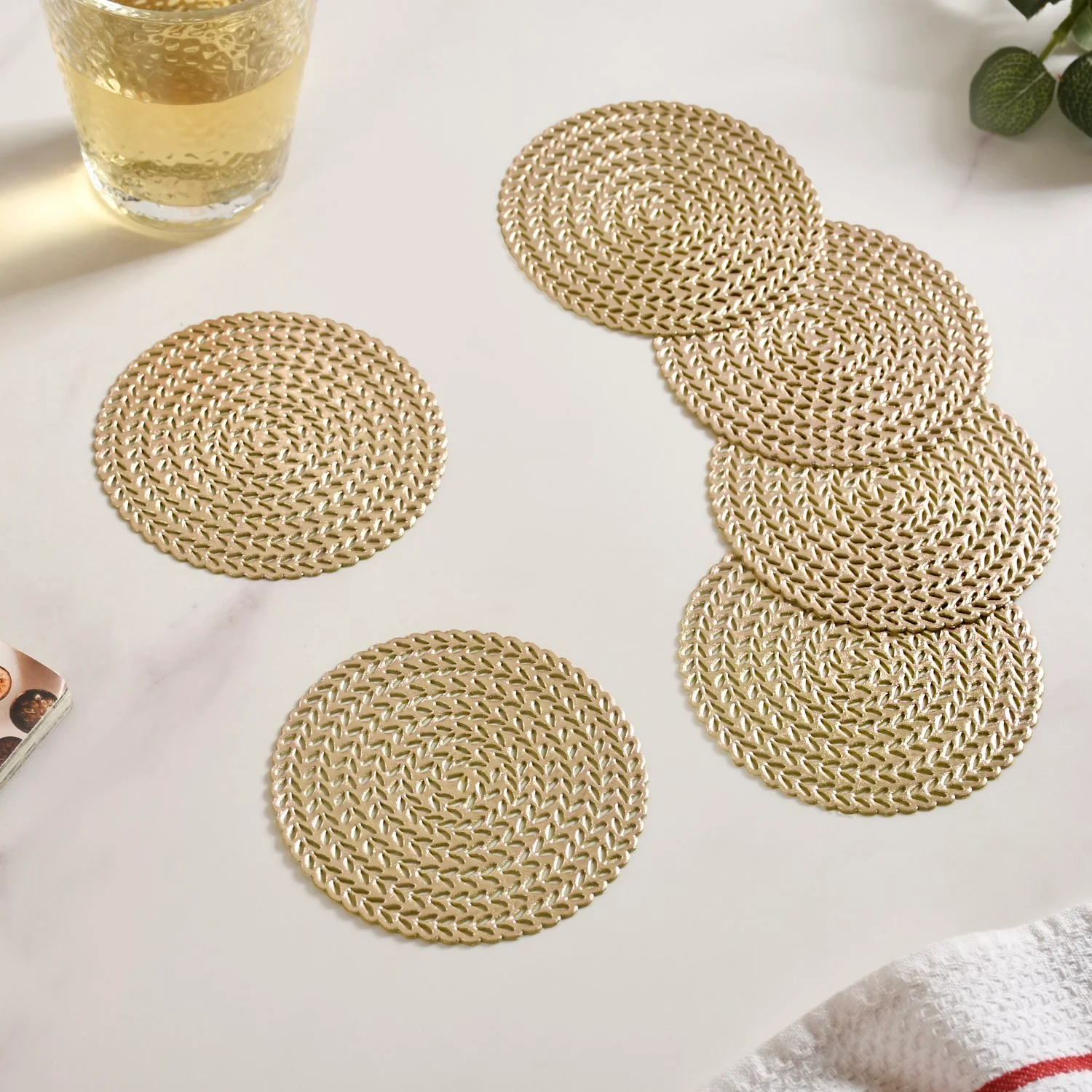 Gold Round Coaster Set Of 6 - Image 9