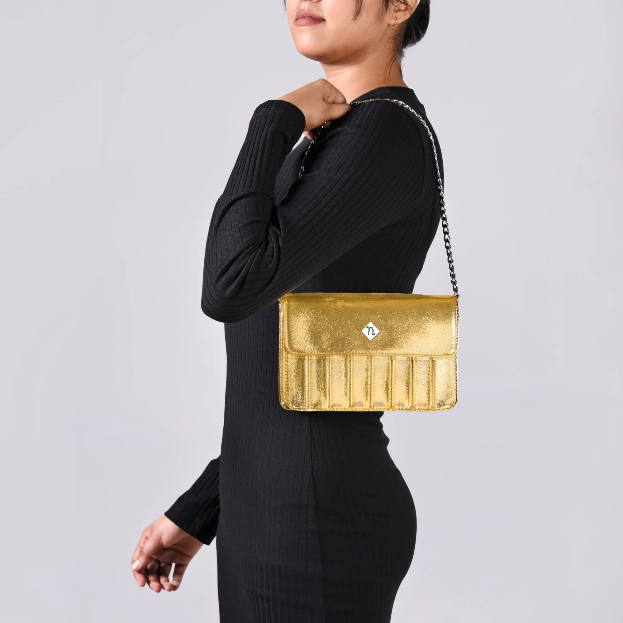 Gold Sheen Shoulder Bag - Image 3